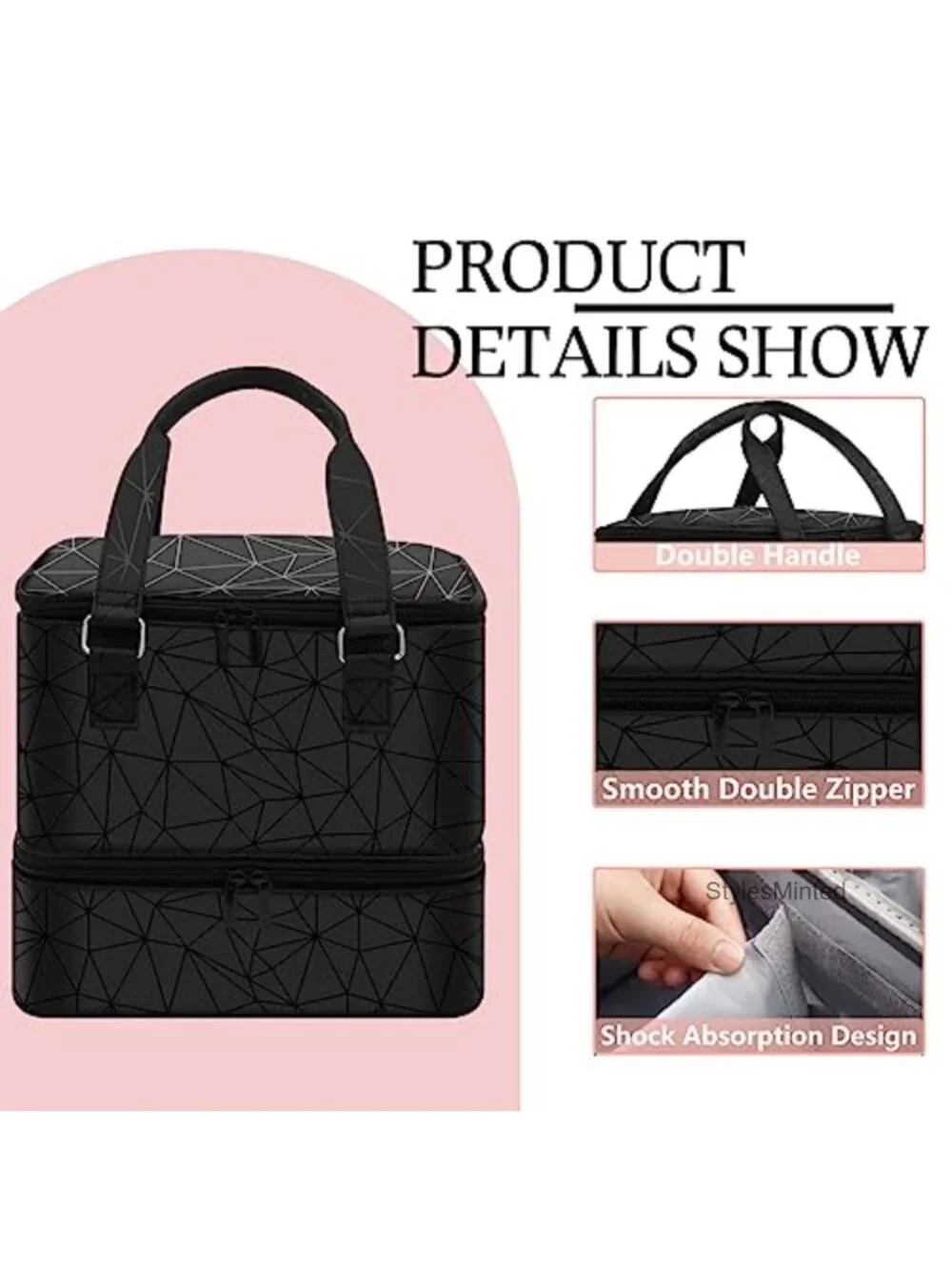 Nail Polish Organizer Case 42+ Bottles, Waterproof PU Leather Travel Storage
